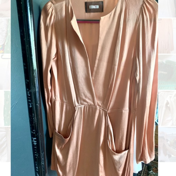 Reformation Peach satin deep neck mini dress - Picture 5 of 6